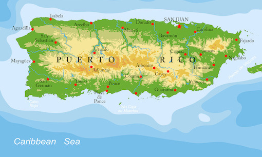 Puerto Rico physical map